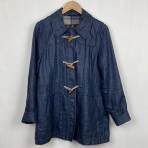 Rare Barbour Buttermere 8 Linen Jacket Coat Navy Tartan Hooded